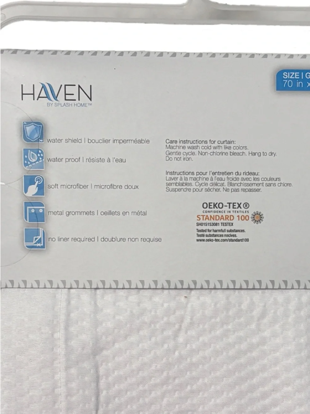 Splash HAVEN White Microfiber Shower Curtain or Liner - Picture 4 of 5